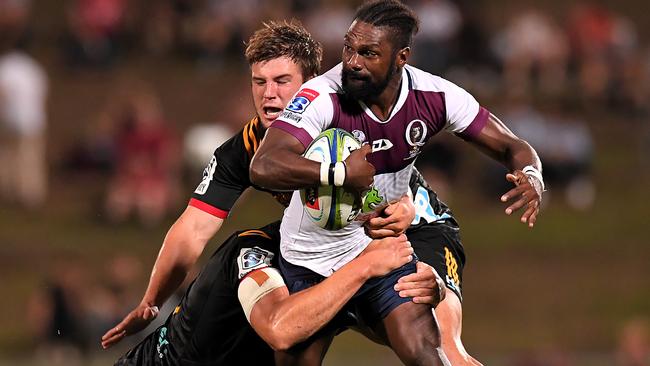 Moses Sorovi looks for some support during the trial against the Chiefs.