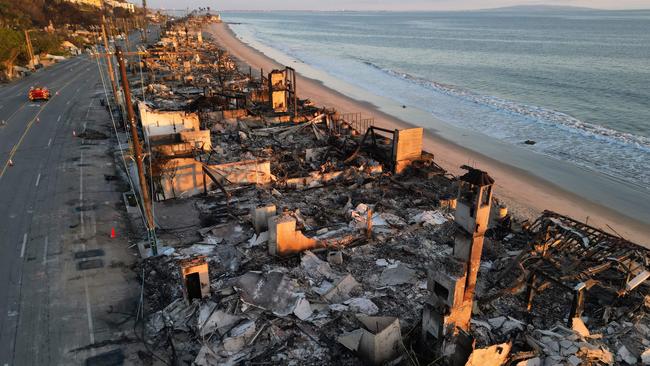 While most tourist attractions remained unscathed, a 13km stretch of the Pacific Coast Highway in Malibu remains closed. Picture: Robyn Beck / AFP