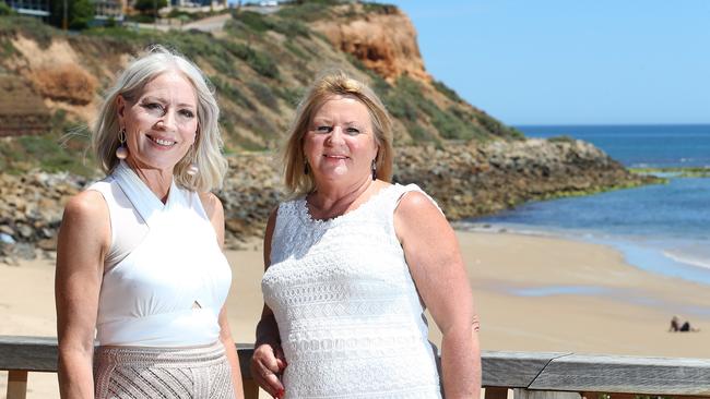 Christies Beach Business and Tourism Association chairwoman Gail Pounsett and Port Noarlunga Business and Tourism Association chairwoman Jeanette Howell at Witton Bluff. Source: File