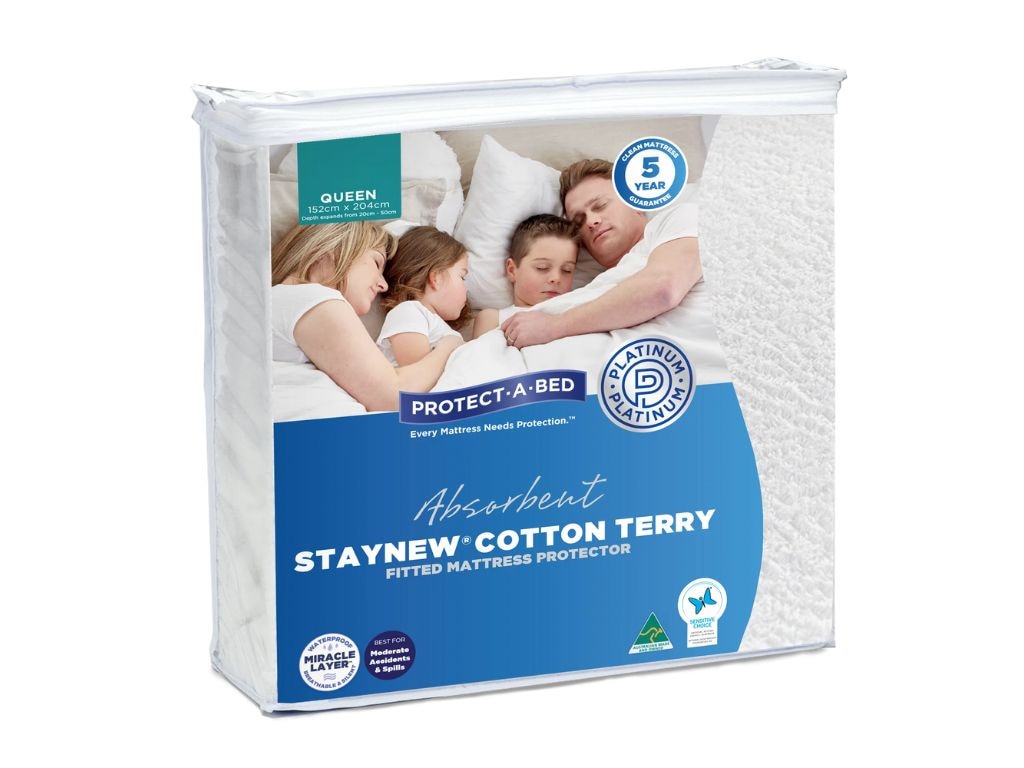 Cotton mattress protectors are naturally hypoallergenic and antibacterial. Picture: Protect-A-Bed.