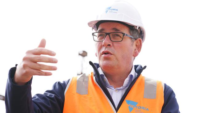 Premier Daniel Andrews at the Glenhuntly level crossing removal site. Insiders have lifted the lid on alleged rorts on some Big Build projects. Picture: Luis Ascui