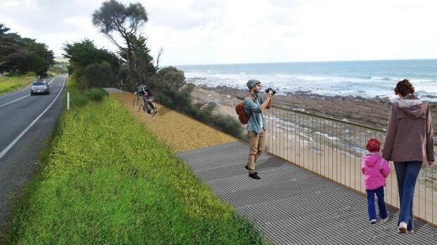 Concept images of the scrapped coastal trail from Apollo Bay (Wild Dogs Creek) to Skenes Creek.