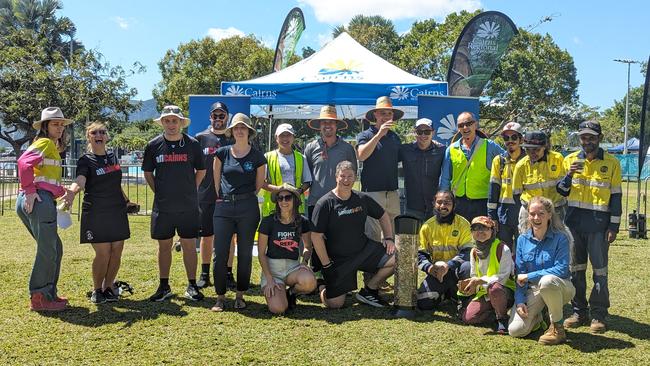 Volunteers from Cairns Regional Council, AFL Cairns, Yidinji Nation, No More Butts, Plastic Free Cairns and Fight for our Reef joined up to clean up at least 10,350 cigarette butts off Cairns City streets.