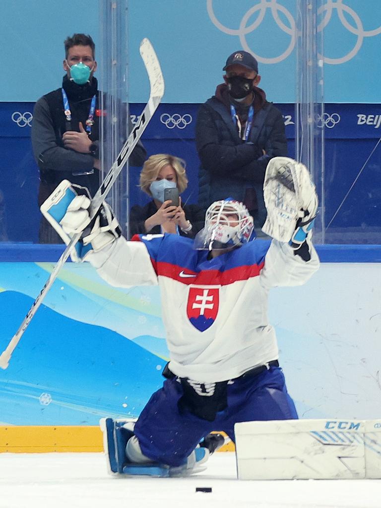 Patrik Rybar of Team Slovakia reacts after defeating Team United States. Photo by Lintao Zhang/Getty Images.