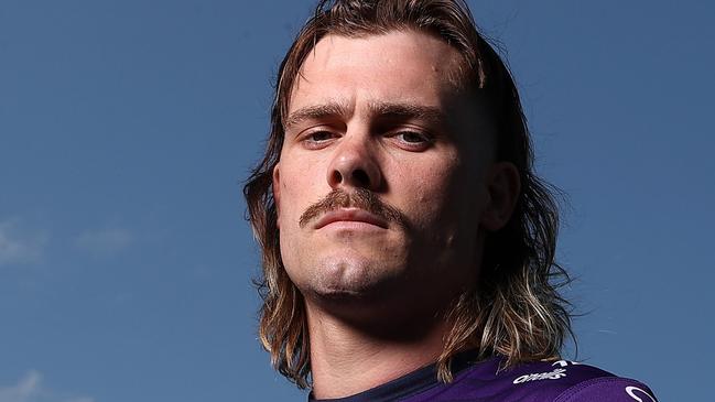 SYDNEY, AUSTRALIA - OCTOBER 03:  Ryan Papenhuyzen of the Storm poses during NRL official Grand Final press conference at Overseas Passenger Terminal, on October 03, 2024, in Sydney, Australia. (Photo by Brendon Thorne/Getty Images)