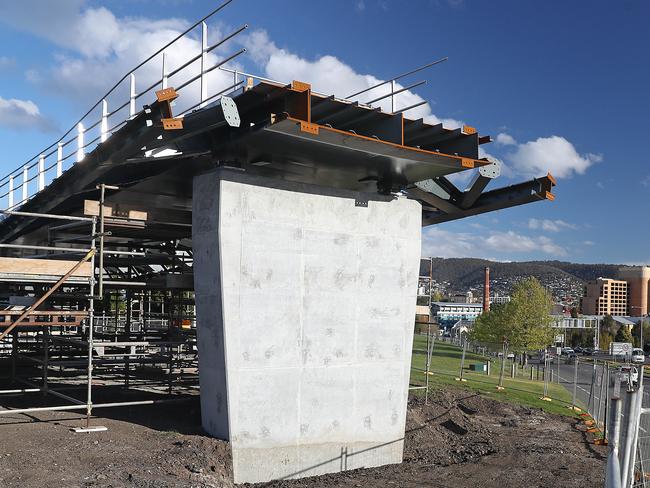 The Tasman Highway was to be closed next weekend to allow the bridge’s spantop be lowered into place. Picture: SAM ROSEWARNE