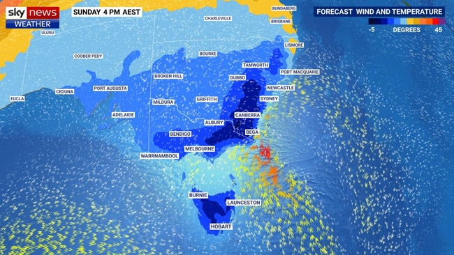 A cold-front is moving in across Australia