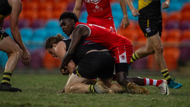 Anthony Munkara in the Waratah vs Nightcliff Tigers 2023-24 NTFL men's qualifying final. Picture: Pema Tamang Pakhrin