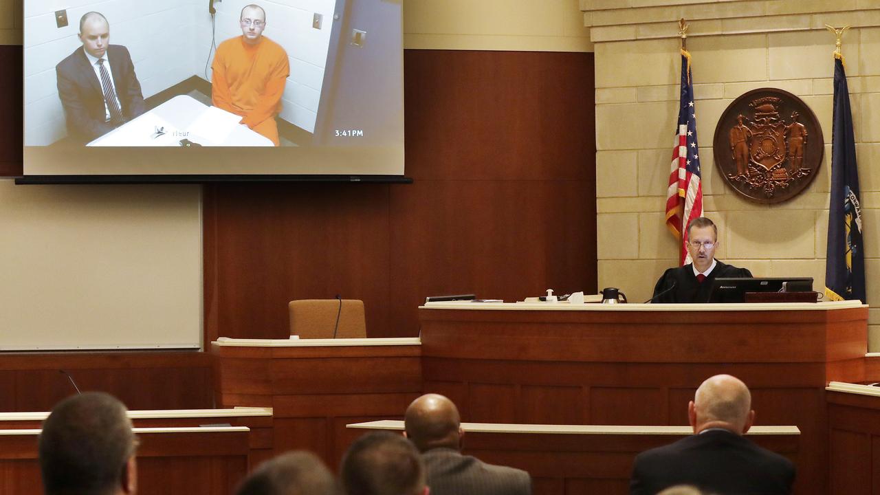 Jake Thomas Patterson makes his first appearance on video before Judge James Babler at the Barron County Justice Center in Barron, Wisconsin. Picture: Adam Wesley/The Post-Crescent via AP