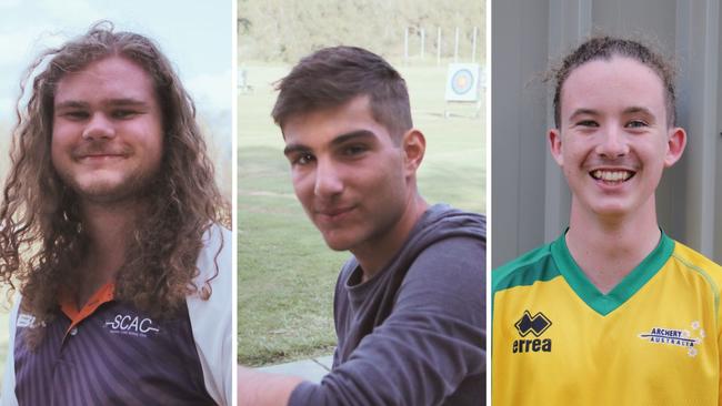 (L-R) Patrick Willis, Giorgio Vasiliades and Jai Crawley, World Archery Youth Championships, Ireland, 2023. Picture: Supplied.