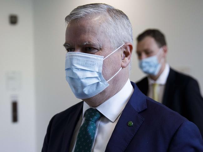 First sitting day for federal politicians in Canberra after parliament was suspended due to covid-19. Deputy Prime Minister Michael McCormack in the press gallery corridor between morning interviews. Picture by Sean Davey.