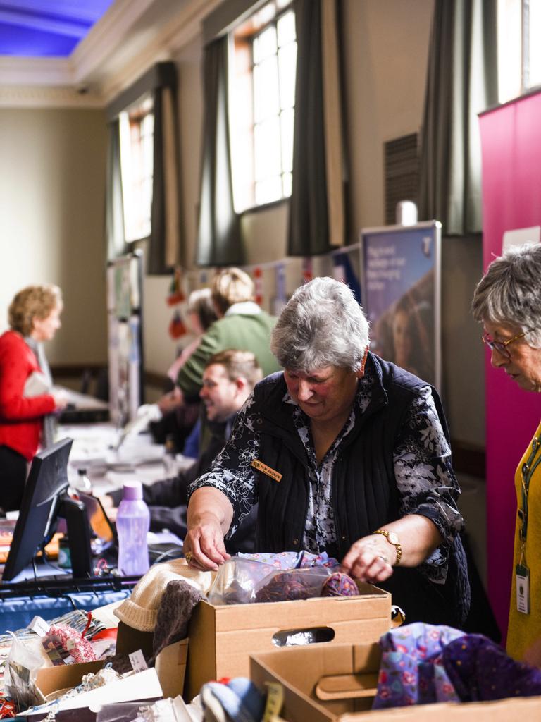 Pam Andrew, South West branch CWA branch member, Warrnambool, on the Creative Arts stall at the CWA Victoria annual general meeting in 2019 was held at the Williamstown Town Hall. Picture: Dannika Bonser