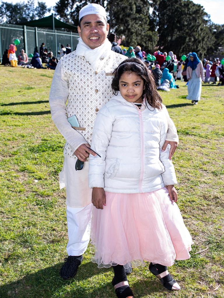 Mohammed Ubaidulhaque and Amira Haque, 7, of Lakemba at Roberts Park, Greenacre.