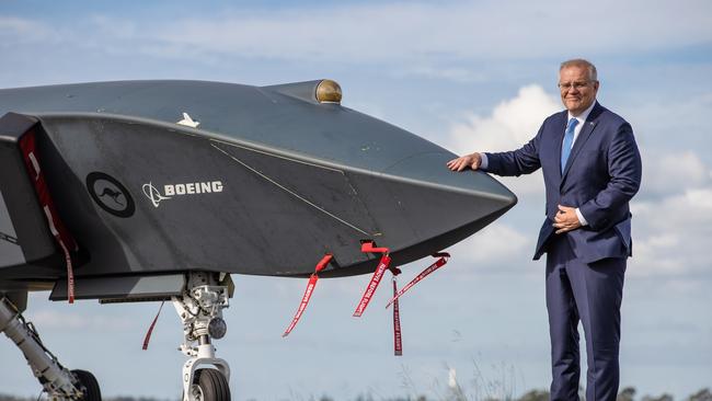 Scott Morrison visits RAAF base Amberley to announce the Government will deliver major airfield works across four sites at RAAF Bases Amberley, Pearce, Richmond, and HMAS Albatross that will maintain critical airfield infrastructure. Picture: Jason Edwards