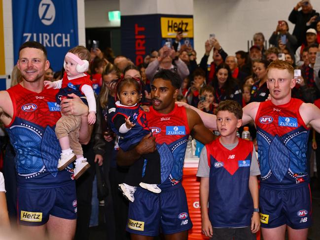 The Demons sing the song. Picture: Getty Images