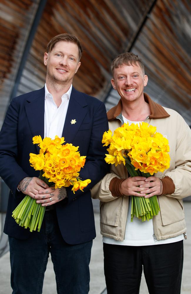 Rob and James Farnham, sons of Aussie rock legend John Farnham, are the Cancer Council’s new Daffodil Day ambassadors. Picture: Max Mason-Hubers