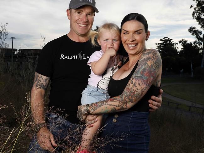 Stuart Bonds with his wife Sini Ariell and their daughter Penny. Picture: Chris Pavlich