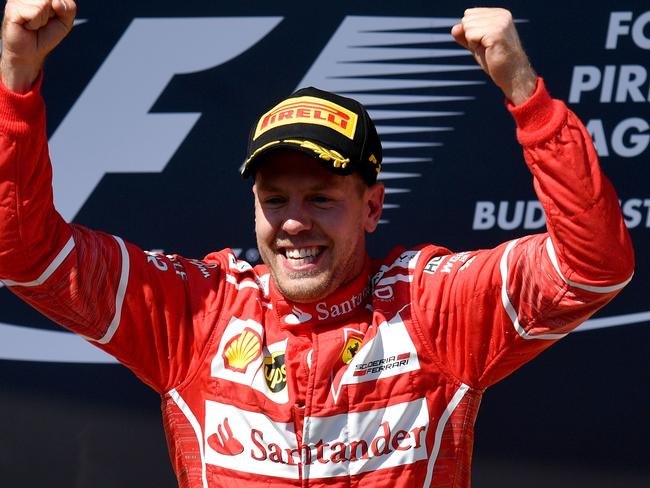 Vettel was a happy man after winning in Hungary.