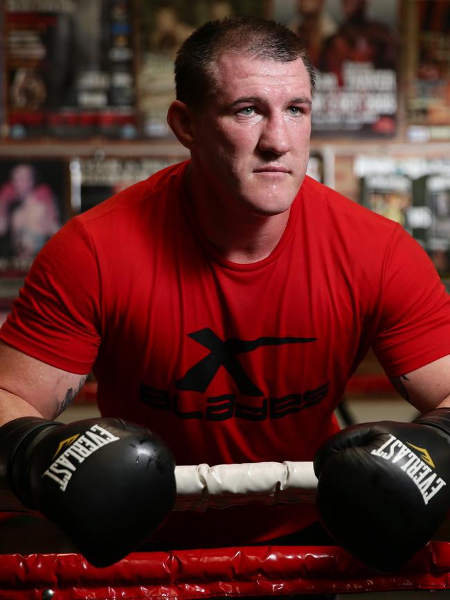 Paul Gallen trains at Southside Boxing Gym. Picture: Gregg Porteous