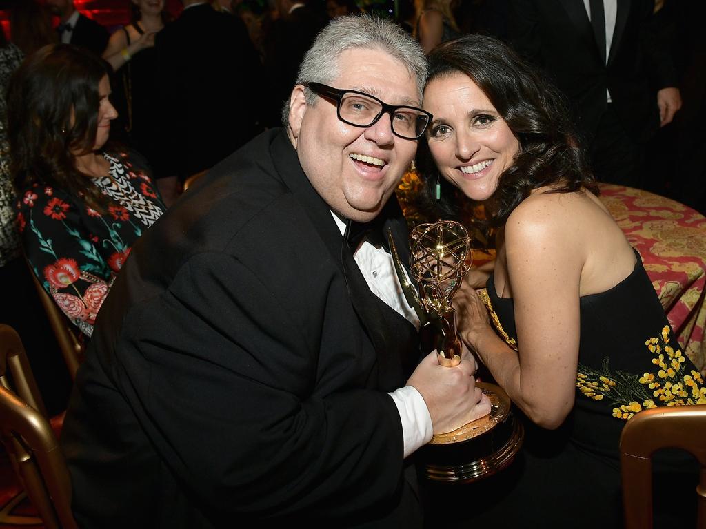 David Mandel and Julia Louis-Dreyfus attend HBO’s Post Emmy Awards Reception at The Plaza at the Pacific Design Center on September 17, 2017 in Los Angeles, California. Picture: Getty