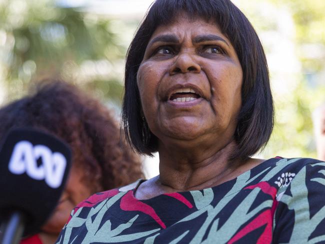 Senator Marion Scrymgour speaking at a press conference in Darwin. Picture: Floss Adams.