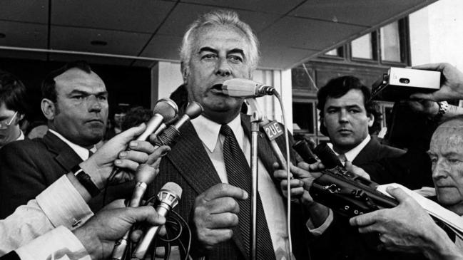 Question 19: Gough Whitlam on steps of Parliament House delivering speech after his dismissal.