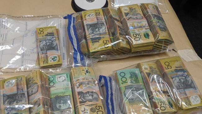 Police released this image of $228,000 in cash seized from a truck at Truro in September. Picture: SA Police