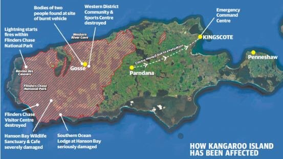 What the first Ravine fire burnt on Kangaroo Island. This map does not take in the recent flare-ups.
