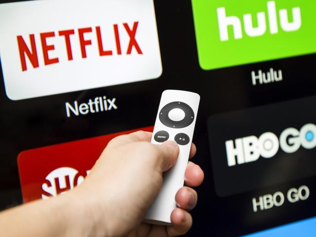 Canton, GA, USA - October 4, 2015 Netflix, hulu, and hbo subscription streaming video service accessed through a Apple tv and displayed on a hd tv.  These application are paid services popular with cable cutters as an alternative to paying for cable.  Picture: istock