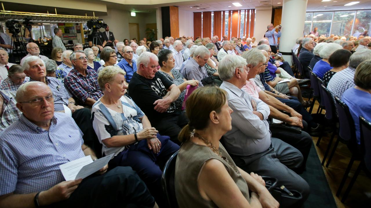 Meeting at The Chatswood Club in regards to retirees protesting about Labor policy on franking credits.