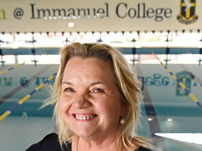 12/08/16 - Kyle Chalmers' original swim coach from Port Lincoln, Carolyn Veldhuyzen at the Immanuel College swimming centre Photo Tom Huntley