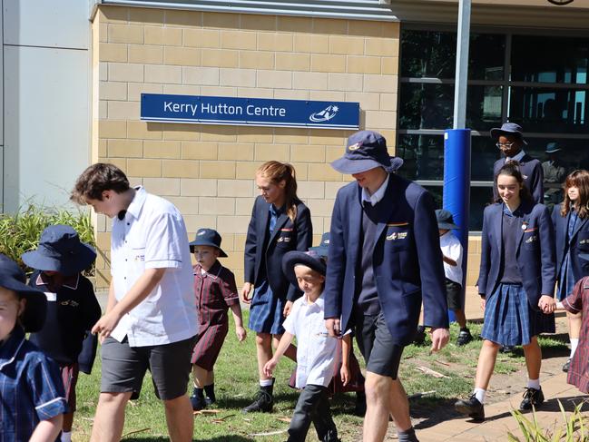 Ballarat Christian College preps started their first morning with Year 12 buddies. Picture: Ballarat Christian College