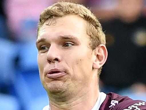 Tom Trbojevic of the Sea Eagles  during the Round 15 NRL match between the Gold Coast Titans and the Manly Sea Eagles at CBus Super Stadium on the Gold Coast, Saturday, June 29, 2019. (AAP Image/Dave Hunt) NO ARCHIVING, EDITORIAL USE ONLY