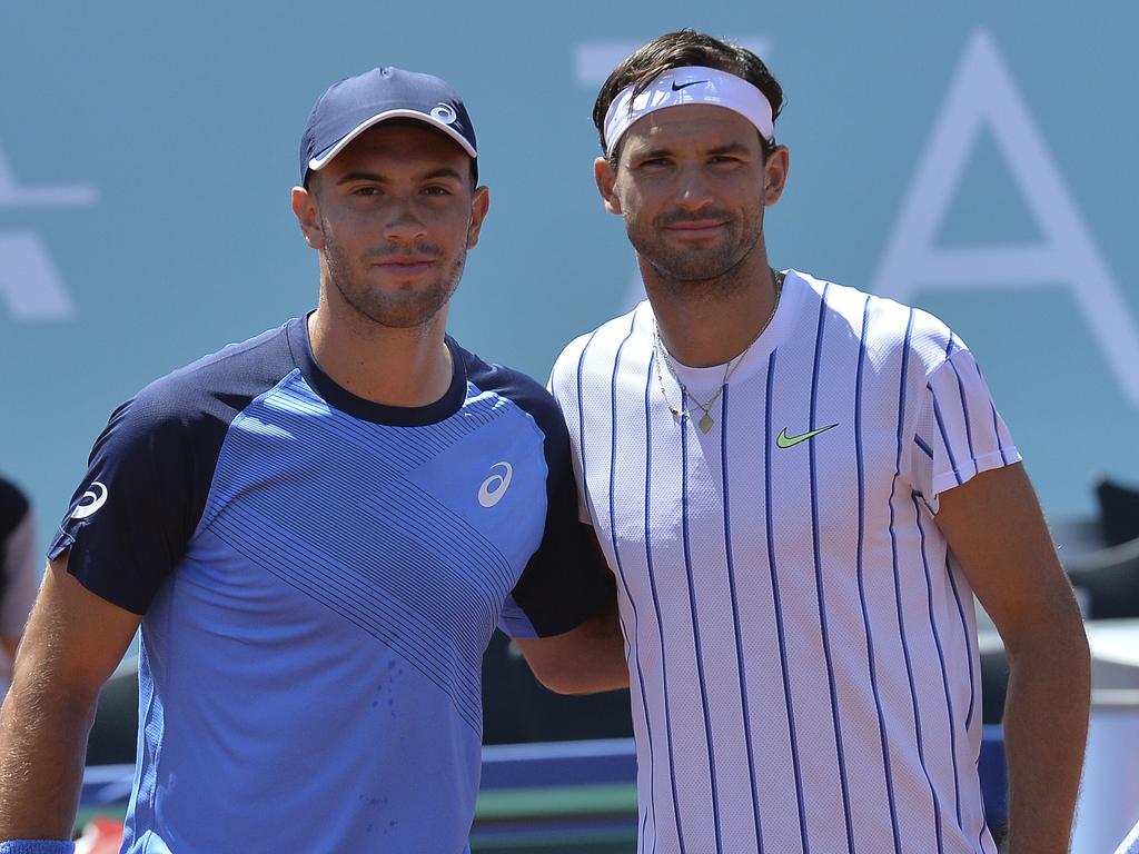 Bulgaria's Grigor Dimitrov and Croatia's Borna Coric during their match.