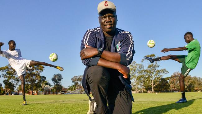 Nile United is a dream started by Kenyan-born Arok Akoi Arok who wants it to become the greatest community soccer club for new Australians with African heritage. Picture: Brenton Edwards