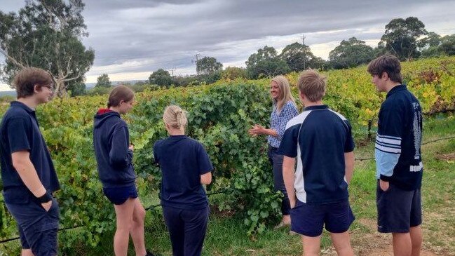 Senior Agricultural teacher Sarah Truran with her students at Willunga High School.