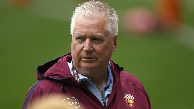 MELBOURNE, AUSTRALIA - SEPTEMBER 20: Brisbane CEO Greg Swann looks on during a Brisbane Lions AFL training session at Melbourne Cricket Ground on September 20, 2024 in Melbourne, Australia. (Photo by Darrian Traynor/Getty Images)