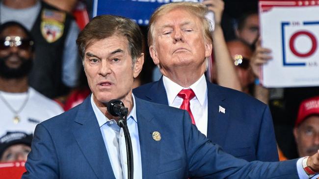 Dr Oz with Mr Trump during his run for the Senate in 2022. Picture: Ed Jones/AFP