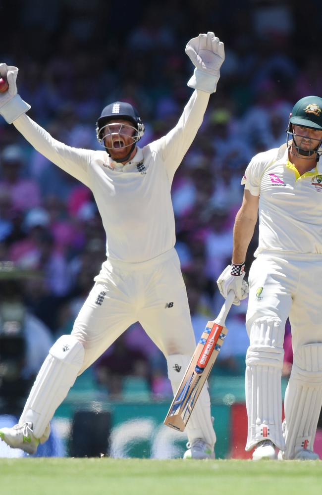 England's wicket keeper Jonny Bairstow appeals to the umpire for the dismissal of Australia's Shaun Marsh. Picture: AAP Image/David Moir