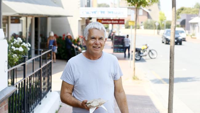 French tourist Nick Gundry in the main street at Cygnet. PICTURE: MATT THOMPSON