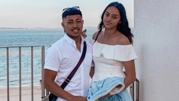 Uati “Pele” Faletolu and girlfriend Taylor Piliae, with whom he had a baby boy born after his death.