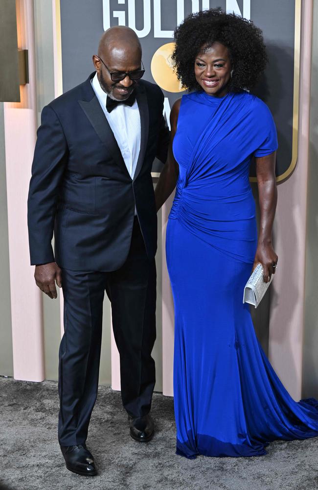 US actress Viola Davis and her husband Julius Tennon arrive for the 80th annual Golden Globe Awards. Picture: AFP