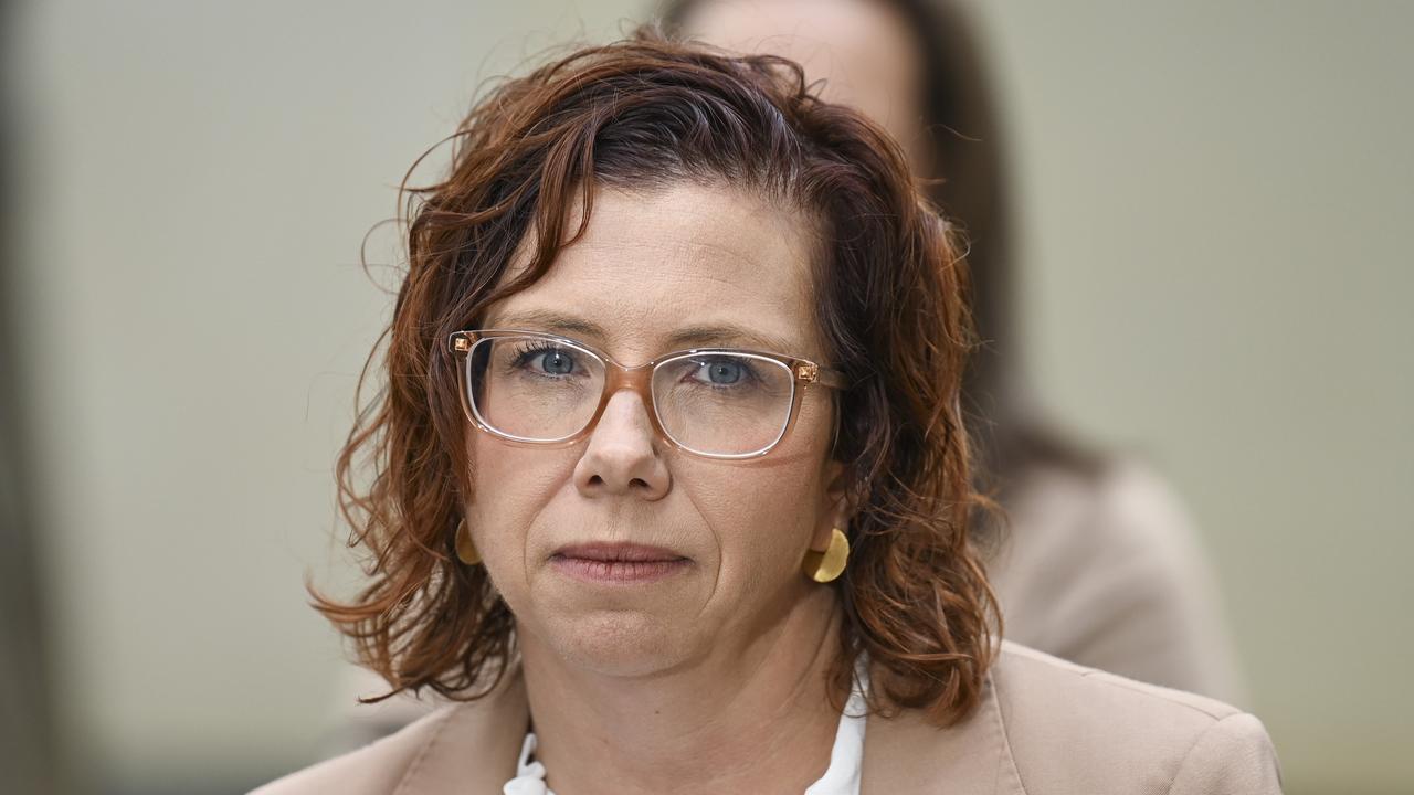 Social Services Minister Amanda Rishworth says the ‘behaviour of Coles and Woolworths has been unconscionable’. Picture: NewsWire / Martin Ollman