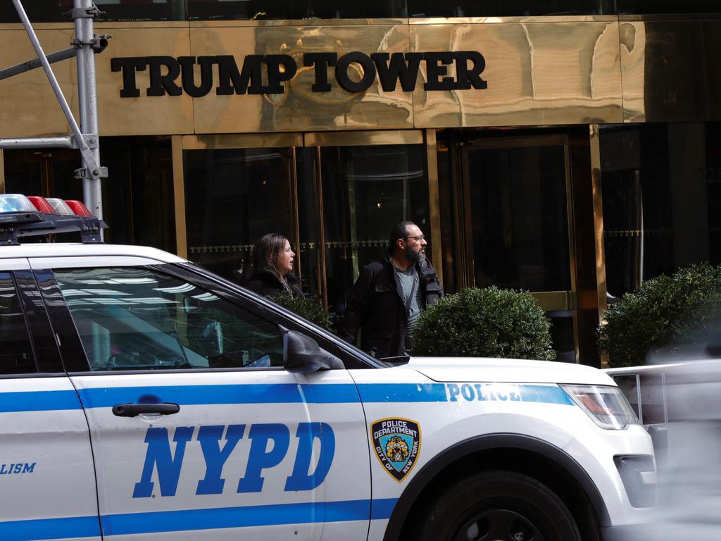 A New York Police Department vehicle sits in front of Trump Tower in New York City. Picture: AFP