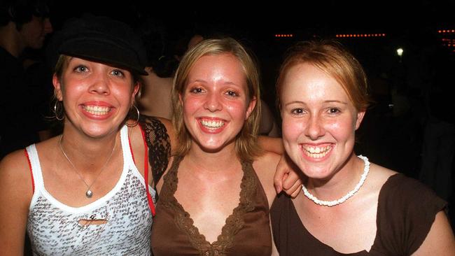 Amy Hill, Claire Morrow and Courtney Mangan in 2002. Picture: Giulio/Saggin