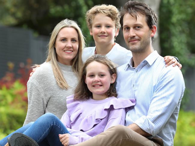 Tim and Jennifer Everett with their10 year old daughter Georgia, and her brother Jack,7. They found out on Friday that Georgia is in remission after 2 1/2 years of treatment for leukaemia. The Burton Foundation has chosen to become involved with the upcoming Unite4Kids lunch. 27 April 2023. Picture Dean Martin