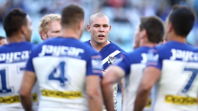 David Klemmer of the Bulldogs looks dejected after Sea Eagles try.