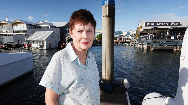 Leader of the Main Beach Association, Sue Donovan at Mariners Cove. She’s unhappy that the city's marine tourism industry is under threat. Picture Glenn Hampson