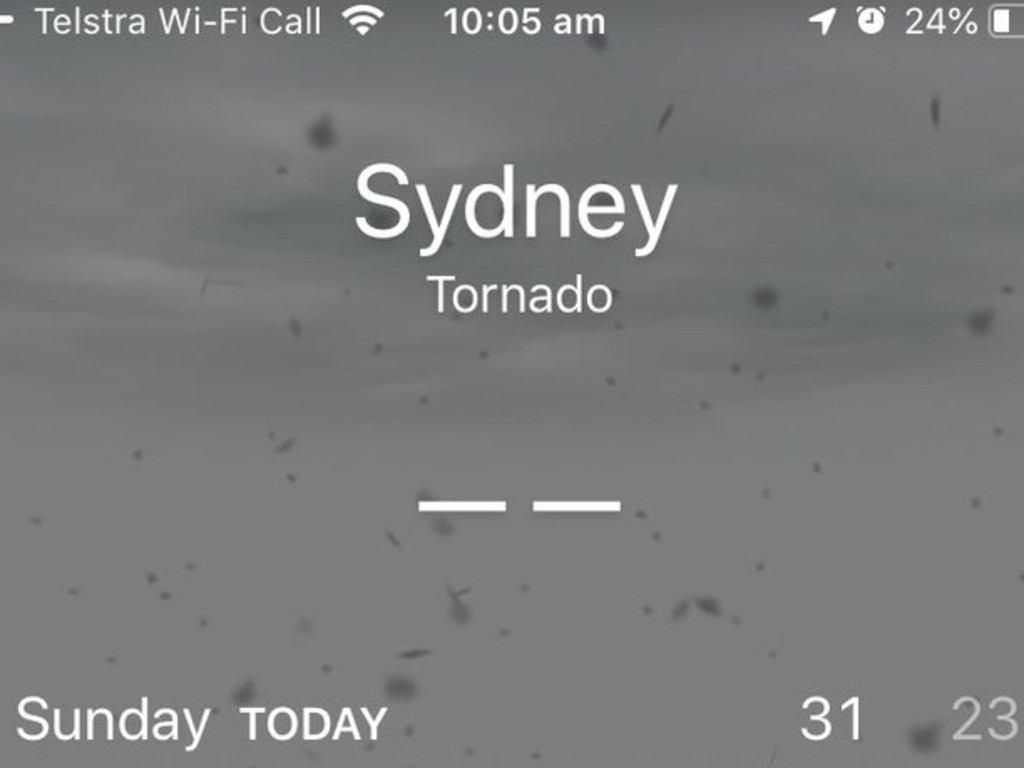 Last month’s Than Pham’s Apple weather app, installed on his iPhone, warned him of an impending tornado. It was a gloriously sunny day. Picture: Than Pham