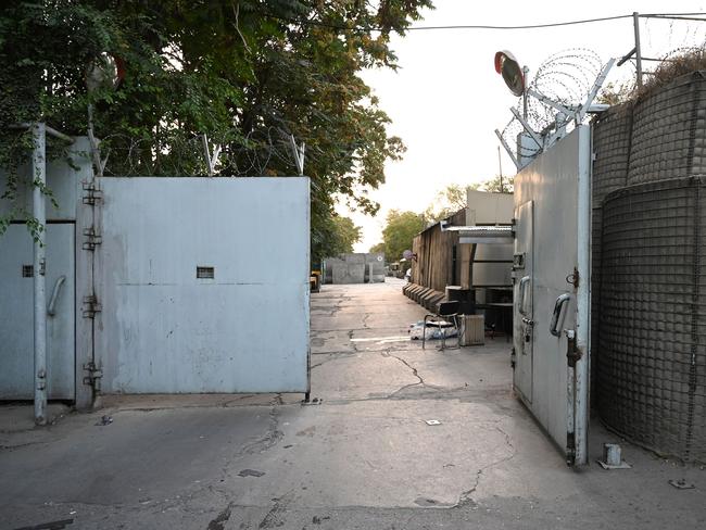 The entrance gate of the Canadian embassy is left open after diplomats’ evacuation from Kabul. Picture: AFP